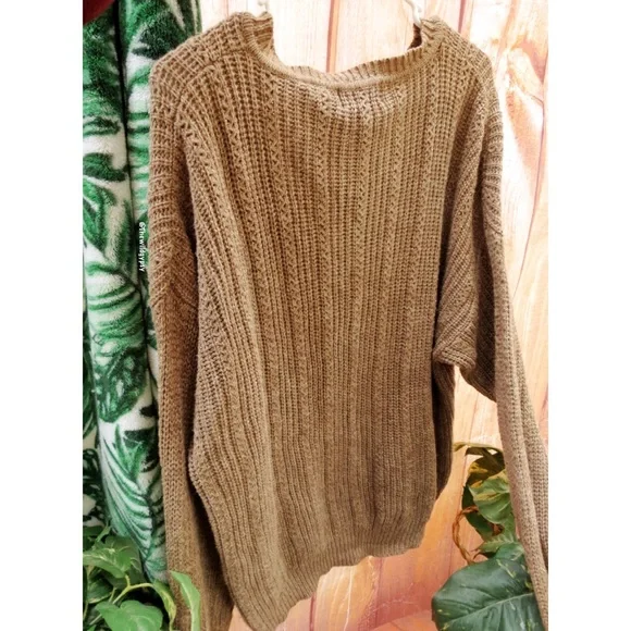 Vintage mocha brown chunky henley knit sweater ☕️ - Picture 4 of 8